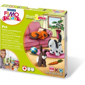 FIMO kids farm&play "Домашний любимец", набор состоящий из 4-х блоков по 42 гр., уровень сложности 1, 8034 02 LZ 